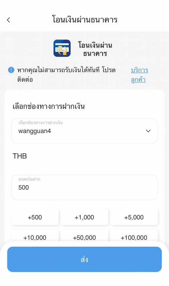 ขั้นตอนที่ 2: กรอกจำนวนเงินที่คุณต้องการส่ง